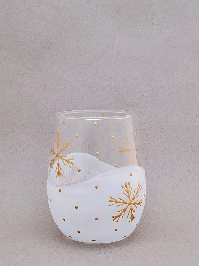 Hand Painted Gold Leaf Stemless Wine Glass By Elm Design – Bella Vita Gifts  & Interiors